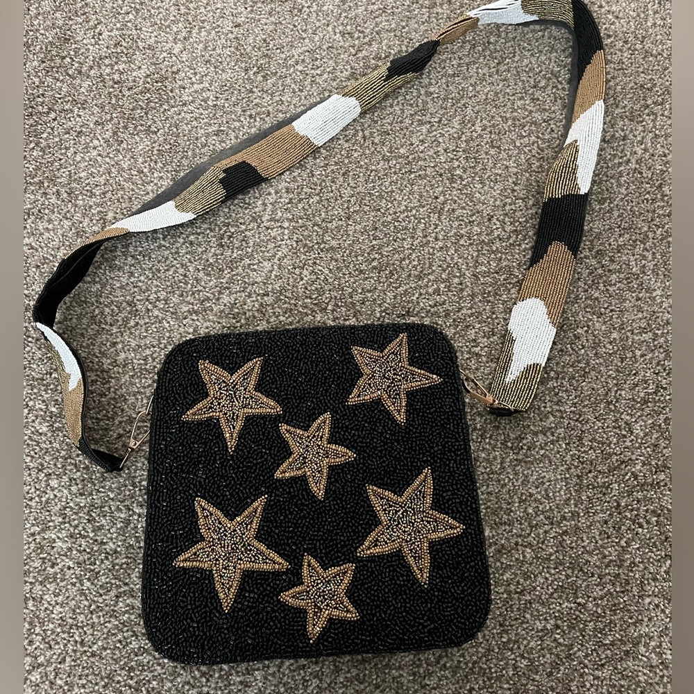 Beaded black crossbody purse